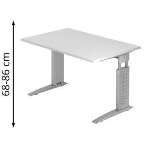 Produktbild für Schreibtisch Hammerbacher U-Serie, weiß / silber
