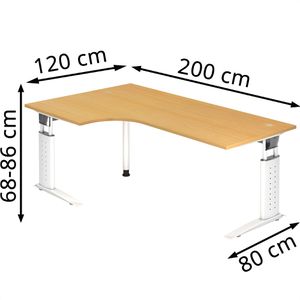 Produktbild für Schreibtisch Hammerbacher U-Serie, buche / weiß