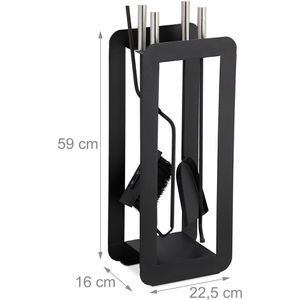 Produktbild für Kaminbesteck Relaxdays 10028785, aus Metall, schwarz, 5-teilig