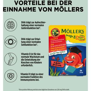 Produktbild für Omega-3 Möllers für Kinder + Vitamin D, 36 Gel-Tabs