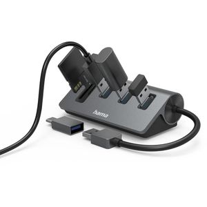 Produktbild für USB-Hub Hama 200140, grau, mit SD-Kartenslot