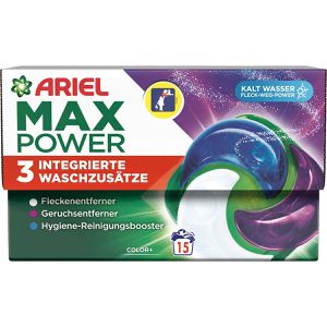 Ariel Waschmittel Max Power All-in-1 Colorwaschmittel, Pods, Color+, 0,606 kg, Waschladungen 15