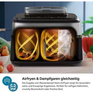 Produktbild für Heißluftfritteuse Philips Series 5000 Dual Basket, NA555/00