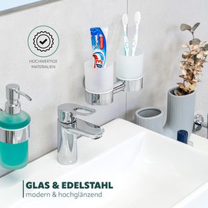 Produktbild für Zahnputzbecher Bremermann LUCENTE Doppel, aus satiniertem Glas
