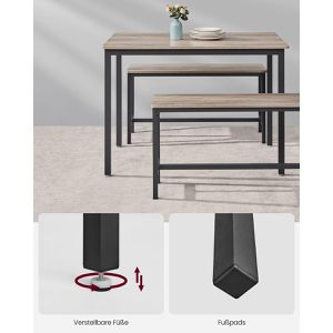 Produktbild für Esstisch Vasagle KDT070B02, graubraun, 3-teilig