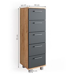 Produktbild für Badschrank Vicco Ilias, mit 4 Füßen, anthrazit / eiche