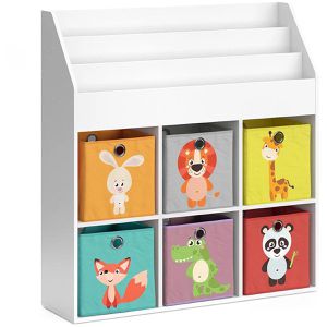 Bücherregal Vicco Luigi, weiß, mit 6 Faltboxen