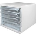 Schubladenbox Helit H61299-02, the wave, A4 Kunststoff, 5 Fächer, transparent / weiß