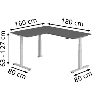 Produktbild für Schreibtisch Hammerbacher XDSMW, graphit / silber
