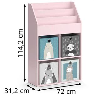Produktbild für Bücherregal Vicco Luigi, rosa, mit 4 Faltboxen