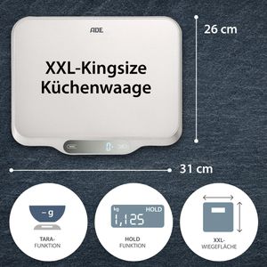 Produktbild für Küchenwaage ADE Ladina, KE1601, mit Tara-Funktion, Teilung 1 g