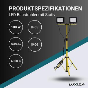 Produktbild für Baustrahler Luxula LX400171, LED, Netzbetrieb mit 3 m Kabel