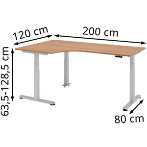 Produktbild für Schreibtisch Hammerbacher XDSM 82, nussbaum / silber