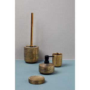 Produktbild für Zahnputzbecher Wenko Rivara, gold, aus Keramik
