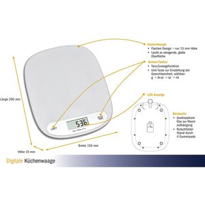 Produktbild für Küchenwaage TFA 50.2003.02, mit Tara-Funktion, Teilung 1 g