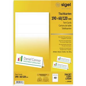 Produktbild für Tischkarten Sigel DP049, weiß, blanko