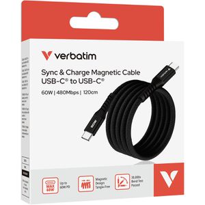 Produktbild für Ladekabel Verbatim Magnetkabel, schwarz, 1,2m