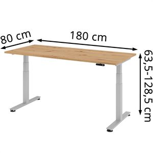 Produktbild für Schreibtisch Hammerbacher XDSM 19, asteiche / silber