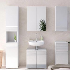 Produktbild für Badschrank Vicco Fredd, mit 4 Füßen, weiß hochglanz