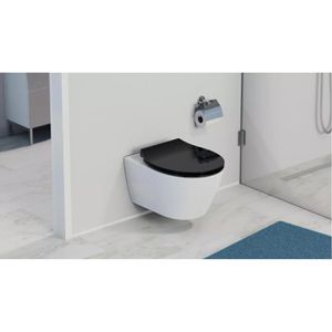 Produktbild für WC-Sitz Schütte Slim Black 82710, oval, aus Duroplast