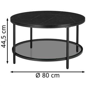 Produktbild für Couchtisch Vasagle LCT072B58, Holz / Glas, schwarz marmoriert