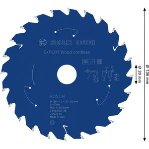Produktbild für Kreissägeblatt Bosch Expert Wood Cordless, 2608902138