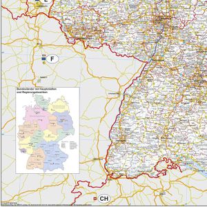 Produktbild für Deutschlandkarte Stiefel Straßenkarte, rahmenlos