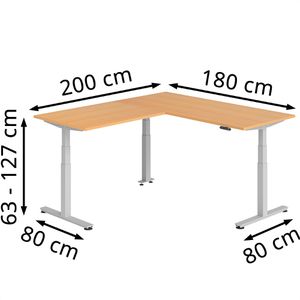 Produktbild für Schreibtisch Hammerbacher XDSMW, buche / silber