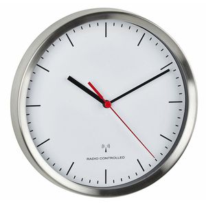 Wanduhr TFA 60.3530, Edelstahl, analog, Funkuhr