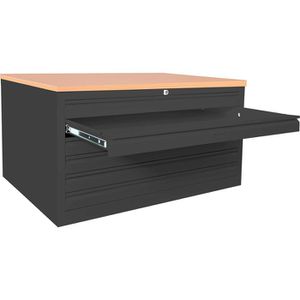 Produktbild für Planschrank Lüllmann 565119, schwarz / buche, DIN A1