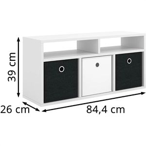 Produktbild für Bücherregal Vicco Hylda, weiß, mit 3 Faltboxen