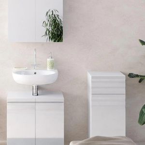 Produktbild für Badschrank Vicco Fredd, mit 4 Füßen, weiß hochglanz