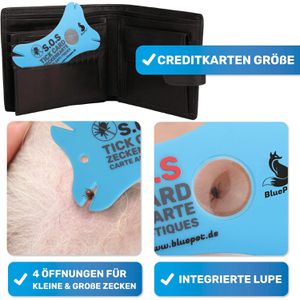 Produktbild für Zeckenkarte BluePet Tick Card, mit Lupe