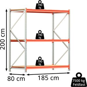 Produktbild für Weitspannregal Regalwerk EMMA, 3 Holzböden