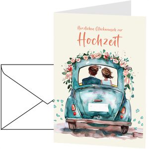 Produktbild für Hochzeitskarte LUMA A4-14, Hochzeitsauto XL