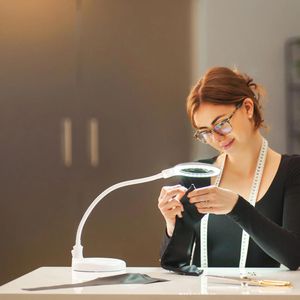 Produktbild für Lupenleuchte Lumeno 6803, schwarz, 100 mm Glaslinse, LED