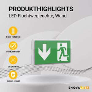 Produktbild für Notbeleuchtung Enovalite ELED200104 Fluchtwegleuchte LED, Akku