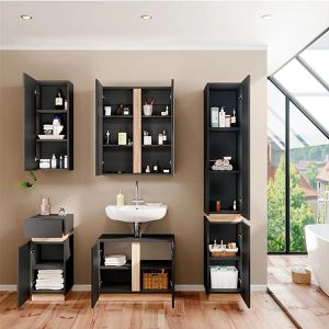 Produktbild für Badmöbel-Set Vicco Gloria, anthrazit, 5-teilig