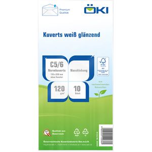 Produktbild für Briefumschläge ÖKI 20362, weiß glänzend, DIN lang