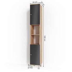 Produktbild für Badschrank Vicco Fynn, mit 4 Füßen, anthrazit / eiche