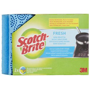 3M Spülschwamm Scotch Brite Fresh, FRNSNS2, mit Griffrille und Scheuerseite, 2 Stück , 2 Stück