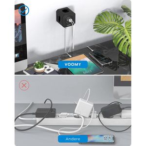 Produktbild für Steckdosenwürfel Voomy Split X4 2.0, mit Schalter, schwarz