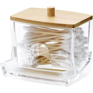 Wattestäbchenbehälter Navaris transparent, mit Bambusdeckel