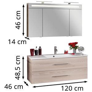 Produktbild für Waschtisch Fackelmann B.clever, mit Spiegelschrank, esche