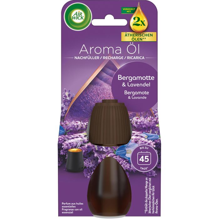 Airwick Raumduft Aroma-Öl Flakon, Diffuser, 20 ml, Nachfüller, ätherische Öle, Bergamotte & Lavendel – Böttcher AG