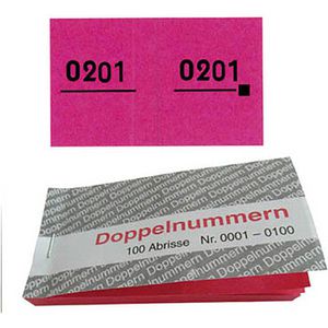 Wolf&Appenzeller Nummernblock Doppelnummern 750054, rot, Nummern 1 - 500, 5 Blöcke à 100 Abrisse
