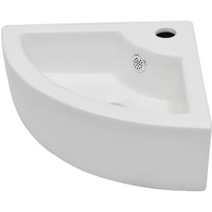 Waschbecken vidaXL mit Überlauf, aus Keramik, weiß