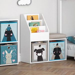 Produktbild für Bücherregal Vicco Luigi Mini, weiß, mit 2 Faltboxen
