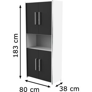 Produktbild für Kombischrank Kerkmann Aveto, anthrazit / weiß