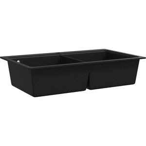 Produktbild für Spülbecken vidaXL 141675, Doppelbecken, schwarz
